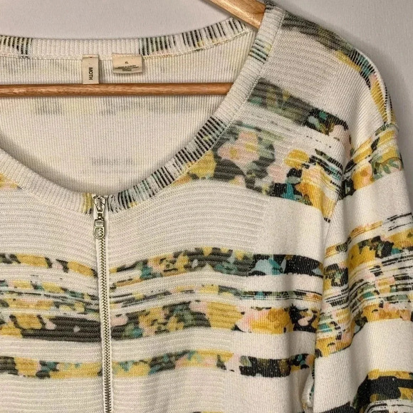 MOTH Anthro Array Floral Stripe Zip Up Sweater Size XL - Picture 6 of 8